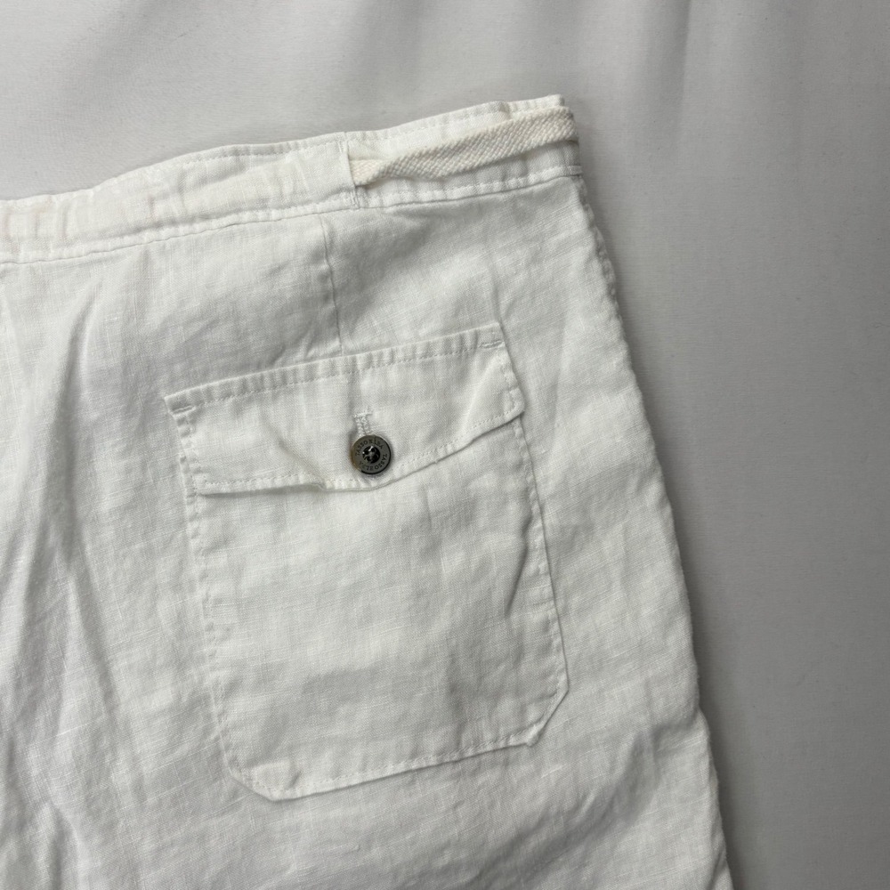 Tasso Elba Island Pants Men's 34 White 100% Linen Drawstring Straight Leg Beach - Picture 6 of 13